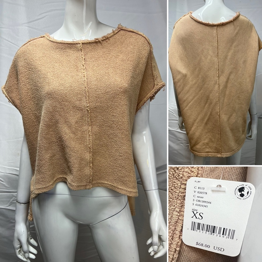NWT $68 We The Free People XS Marley Muscle Sweatshirt Oversized Hi-Low Top - Picture 6 of 10